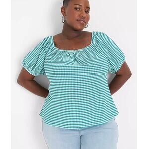 0348 Lane Bryant 22/24 Blouson-Sleeve Lightweight Top green